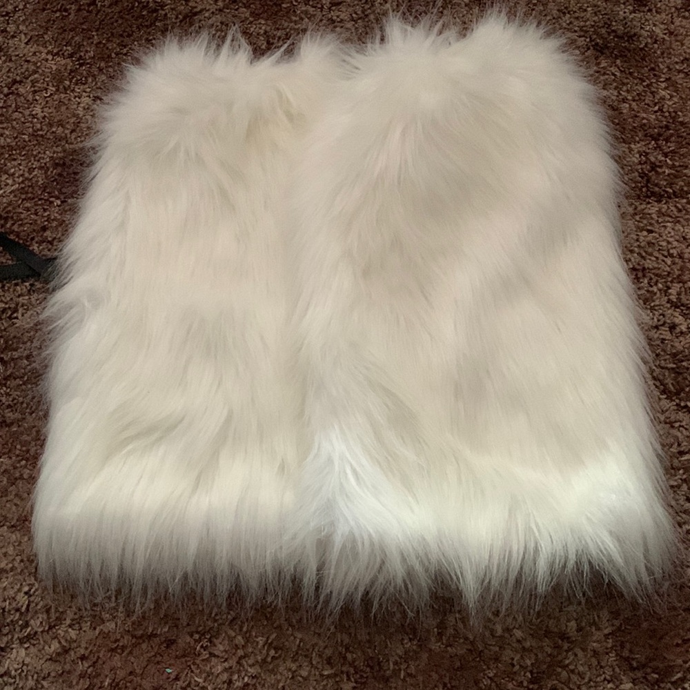 white fluffy ankle boots